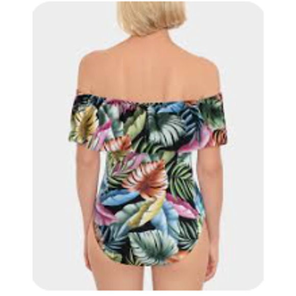 SWIM SOLUTIONS Ruffled Floral Print Tummy Control One Piece Swimsuit 22W NWT - Picture 4 of 4
